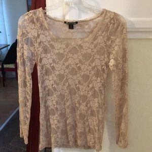 Sheer lacy long-sleeve top